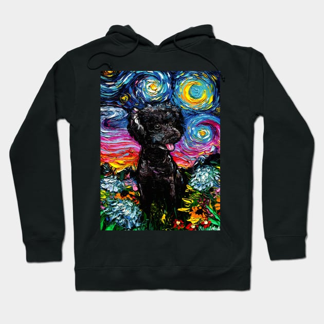 Black Poodle Night 3 Hoodie by sagittariusgallery